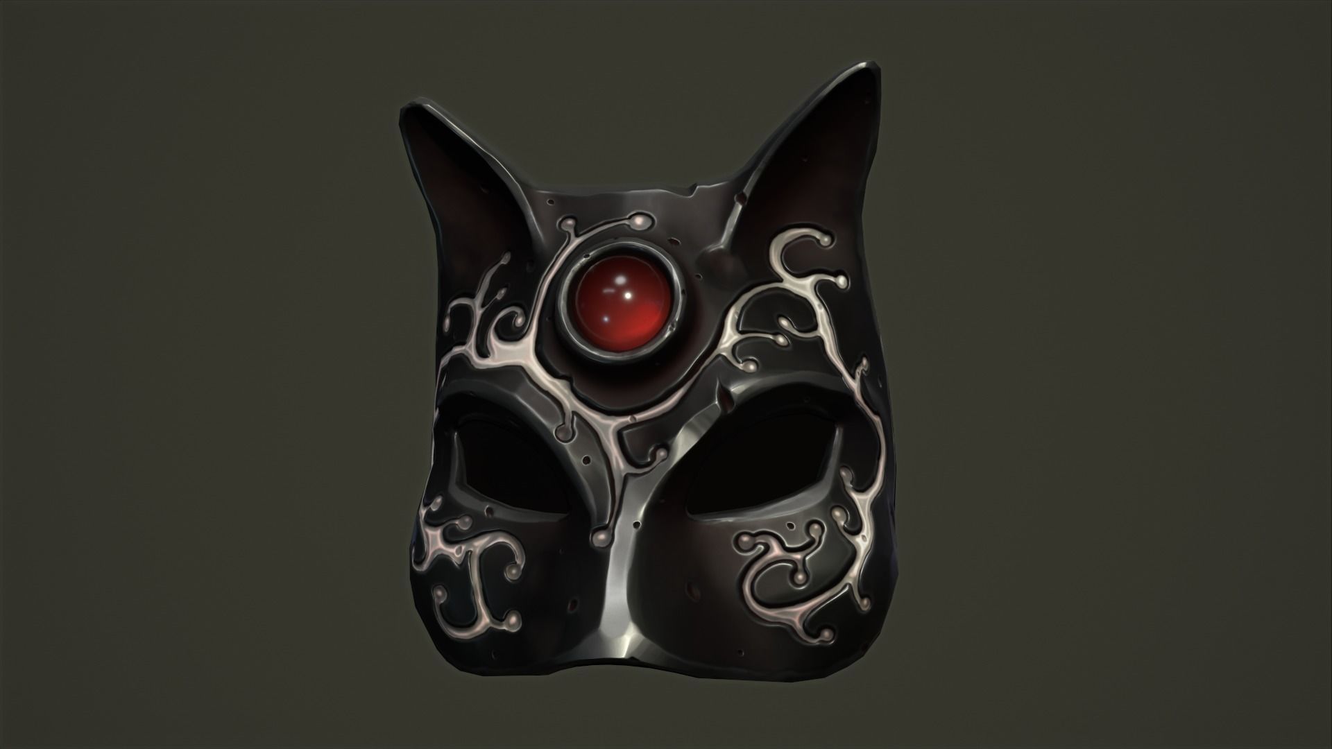 Cat mask Low-poly 3D model_15