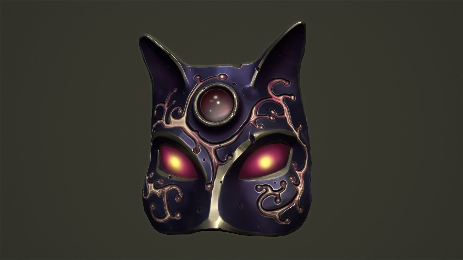 Cat mask Low-poly 3D model_10