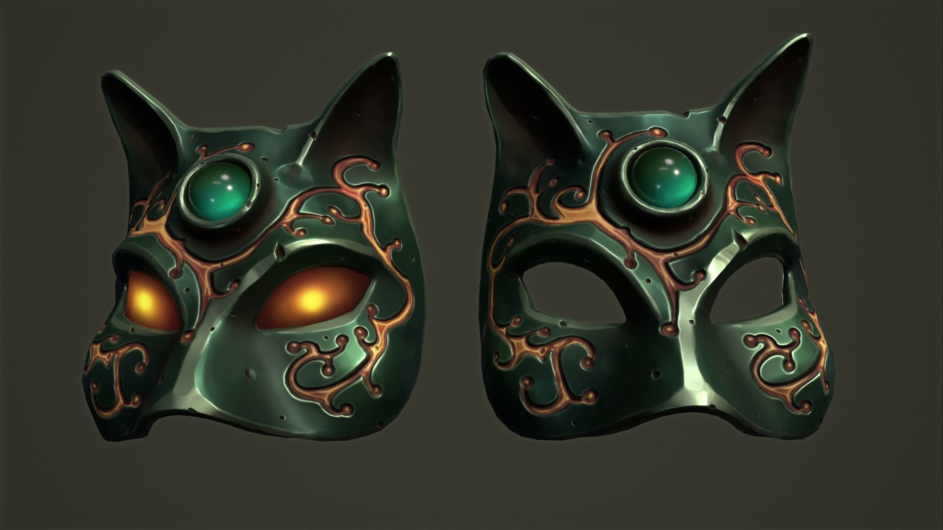 Cat mask Low-poly 3D model_21