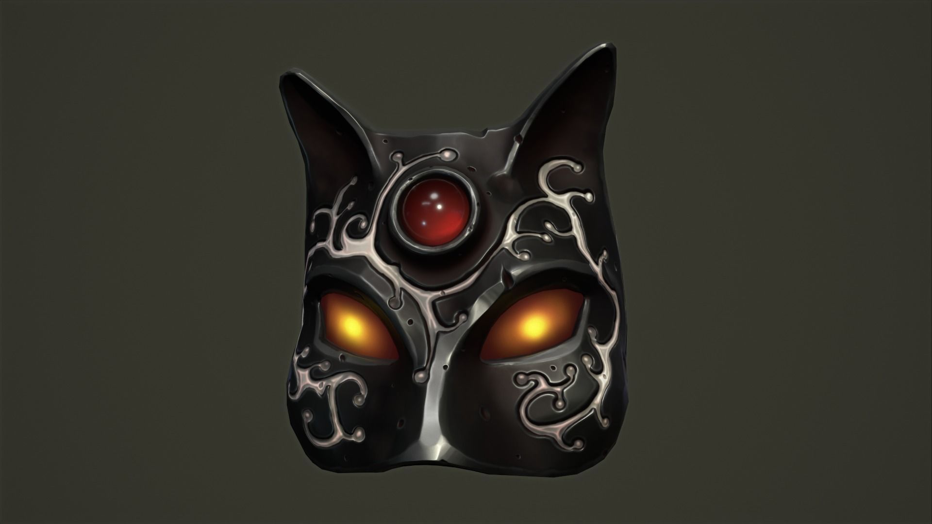 Cat mask Low-poly 3D model_16