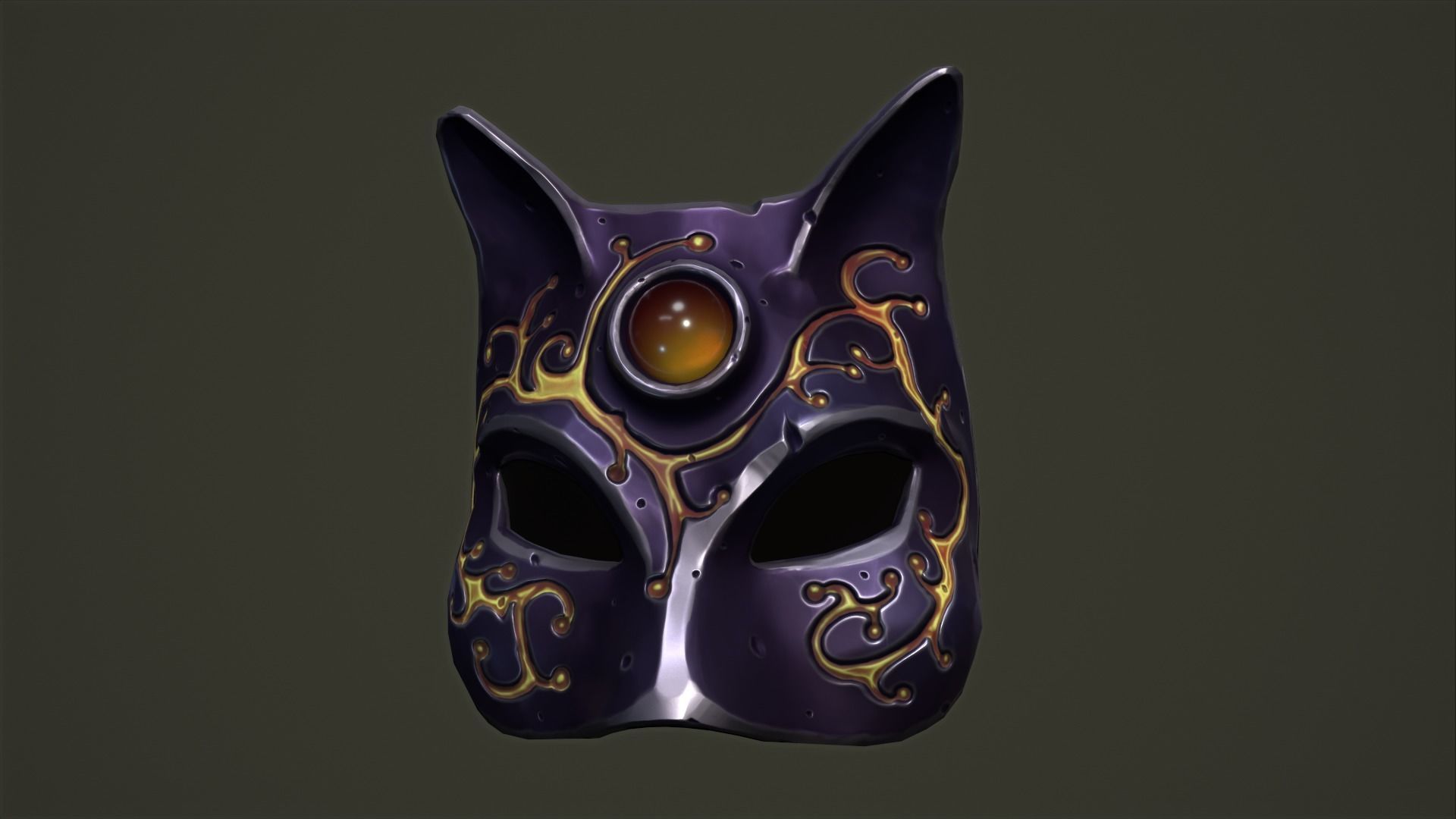 Cat mask Low-poly 3D model_5