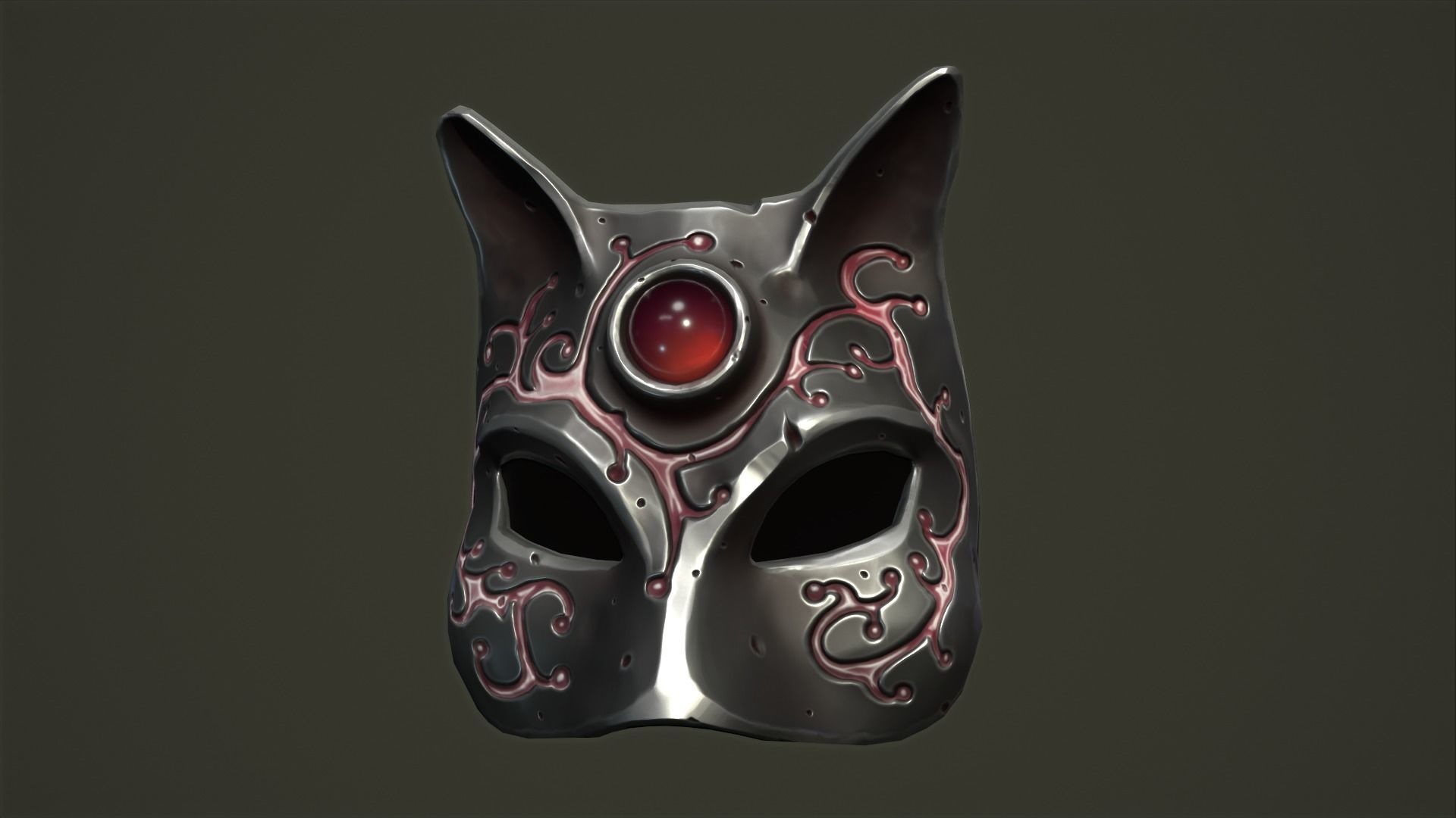 Cat mask Low-poly 3D model_13