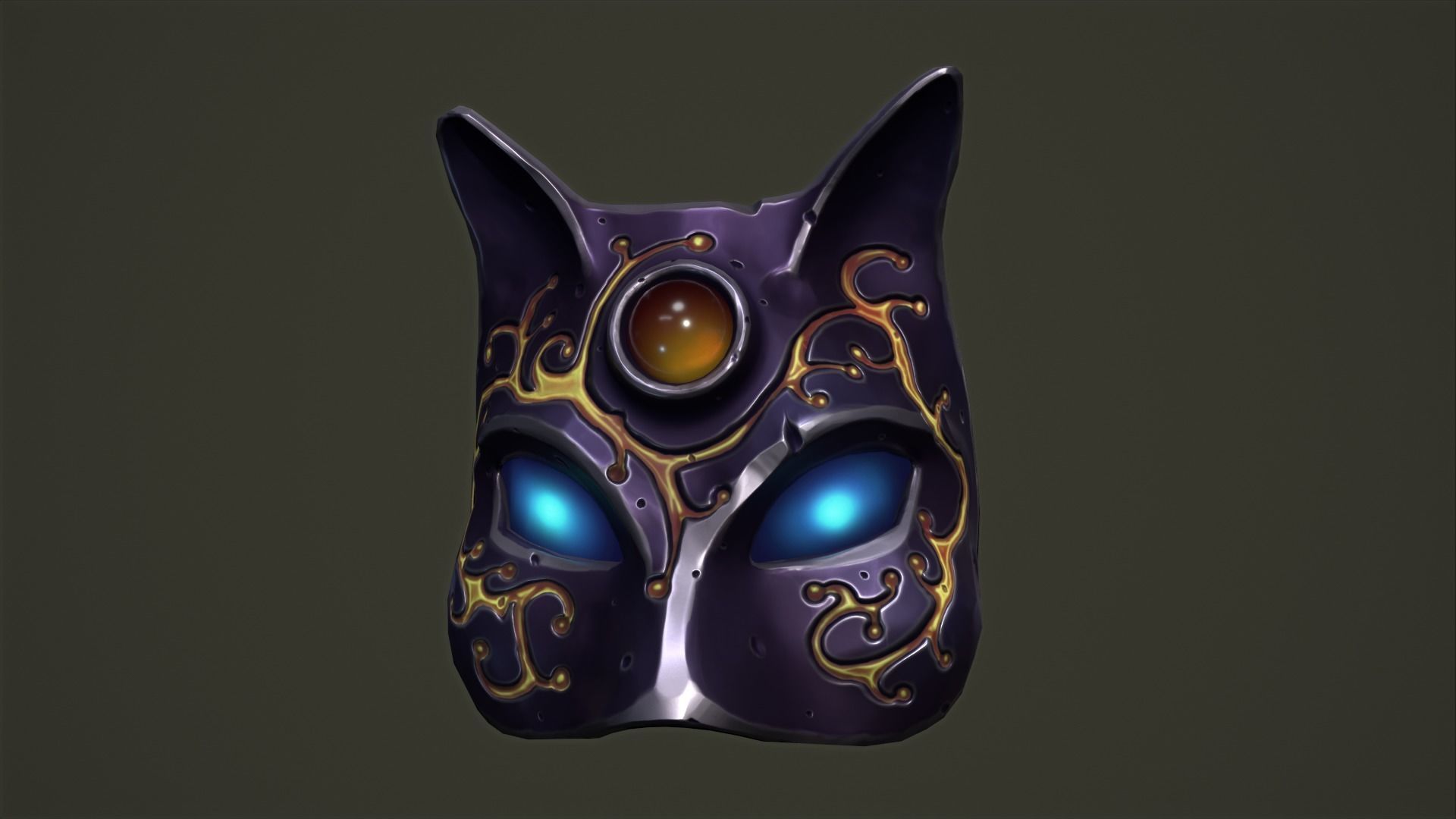 Cat mask Low-poly 3D model_6