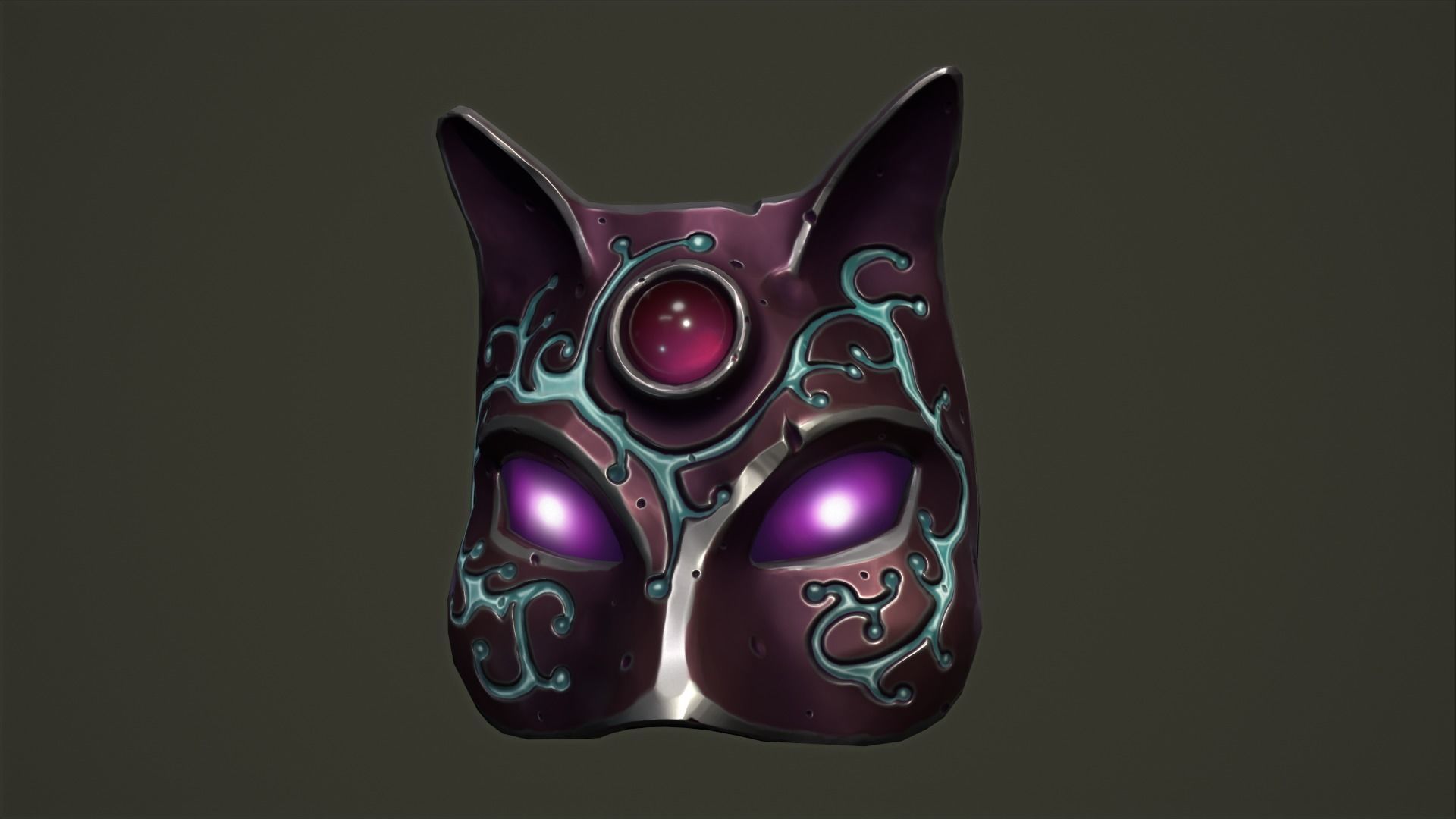 Cat mask Low-poly 3D model_8