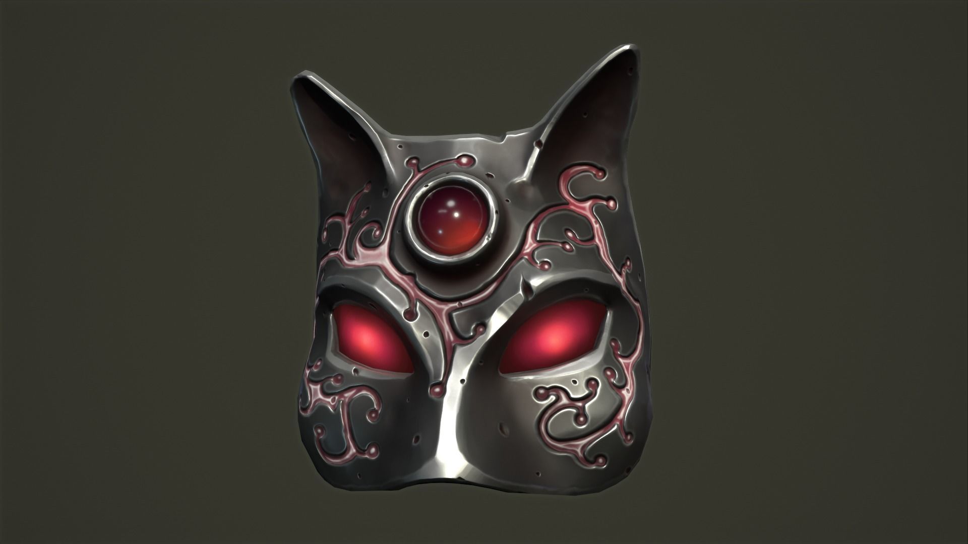 Cat mask Low-poly 3D model_14
