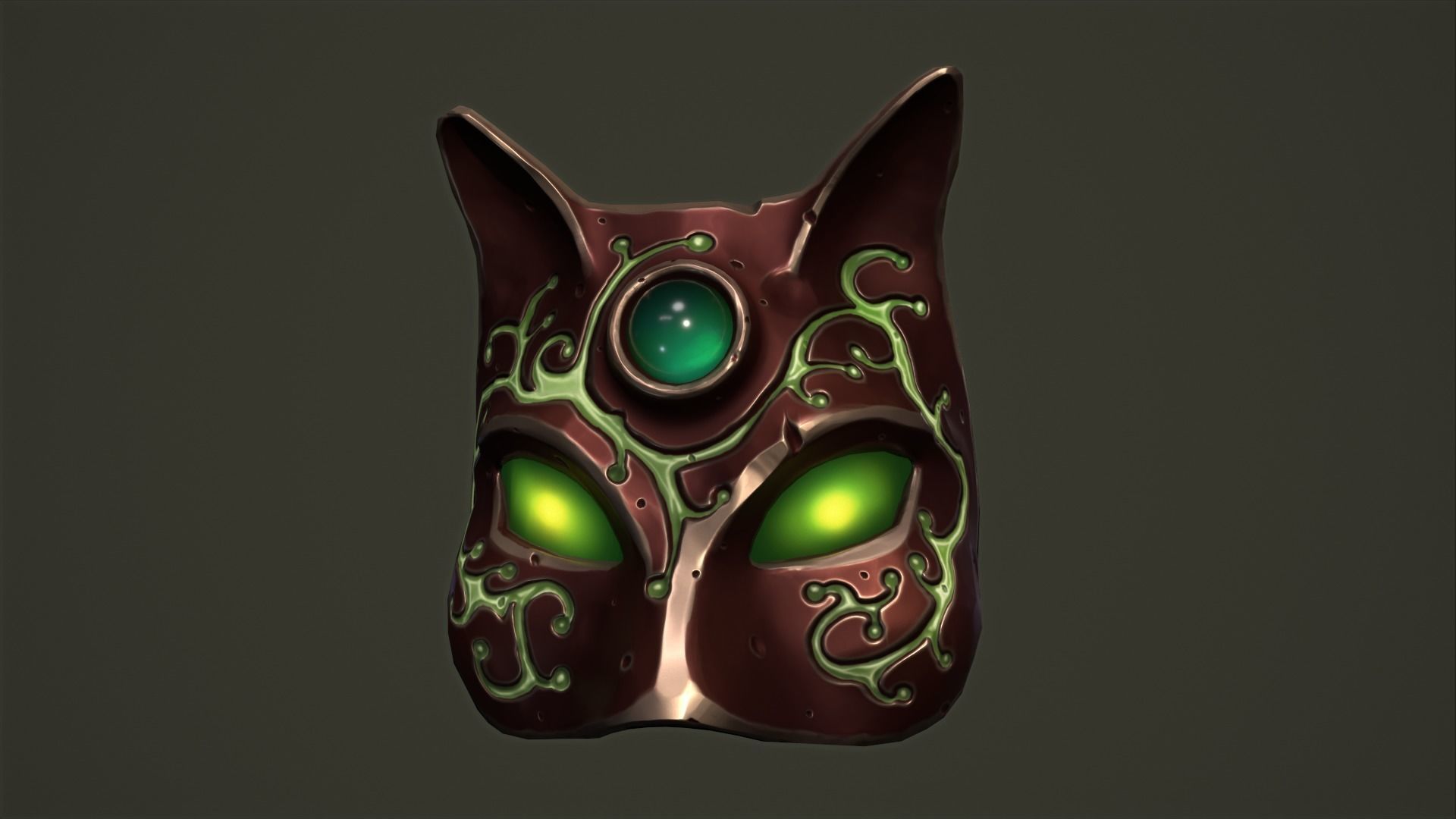 Cat mask Low-poly 3D model_4