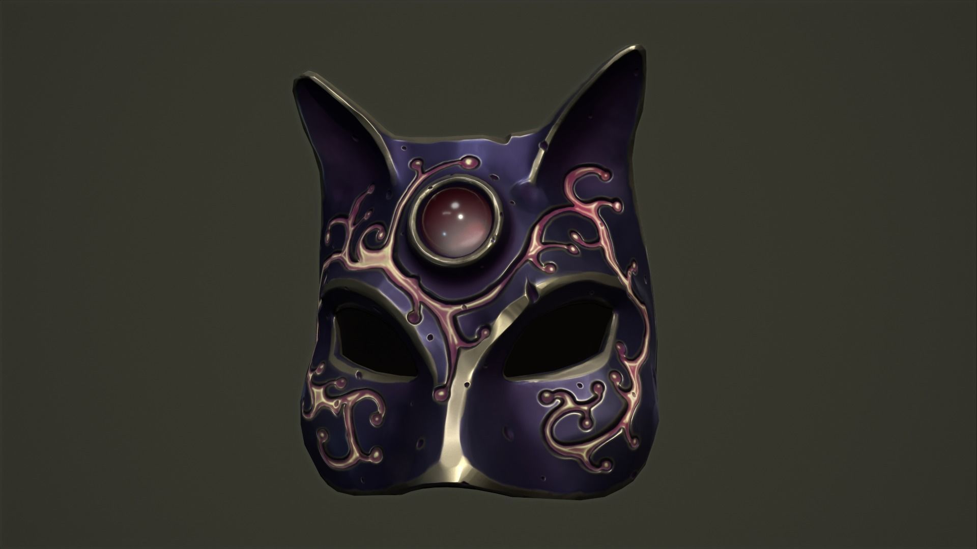 Cat mask Low-poly 3D model_9