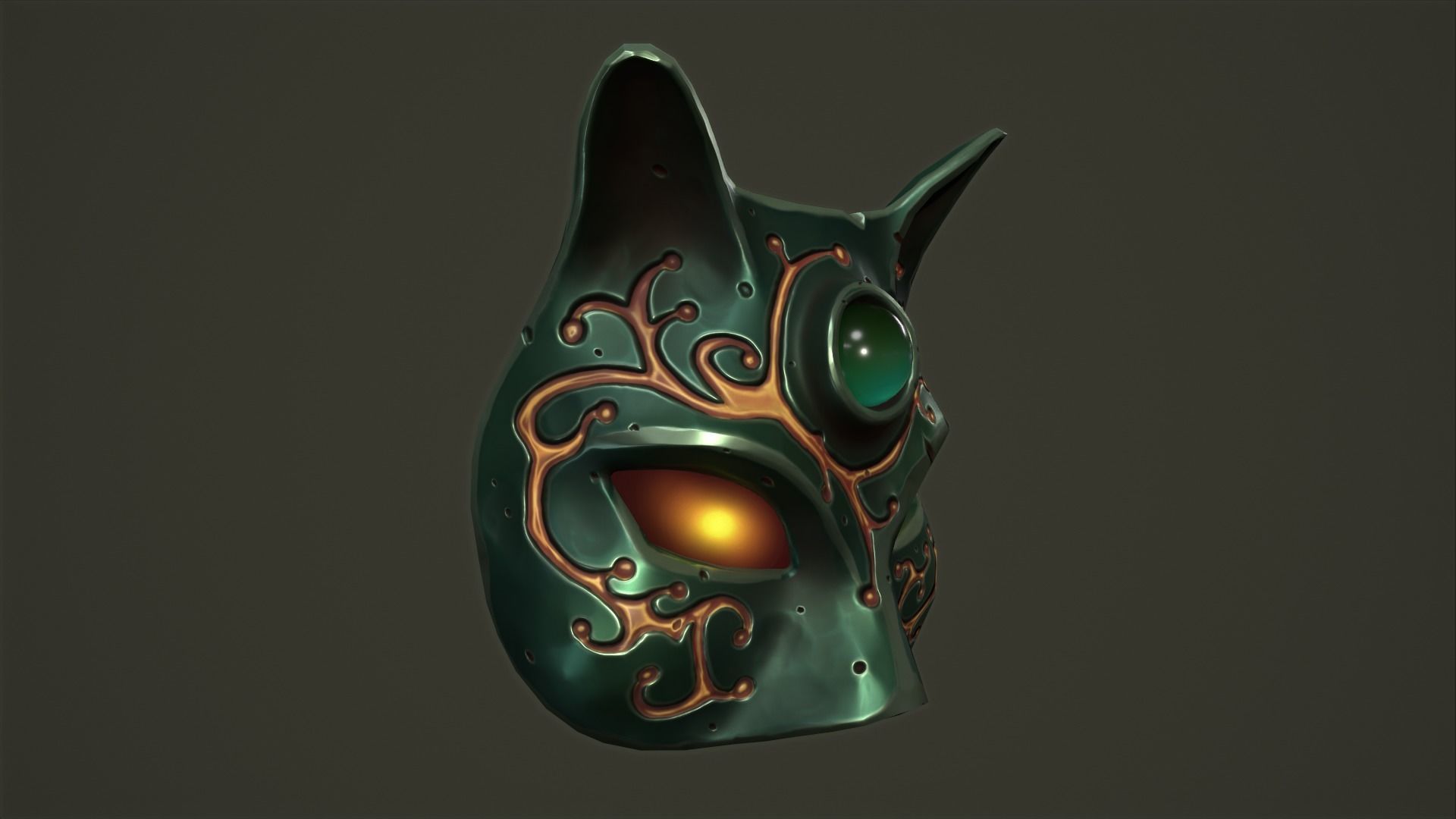 Cat mask Low-poly 3D model_17