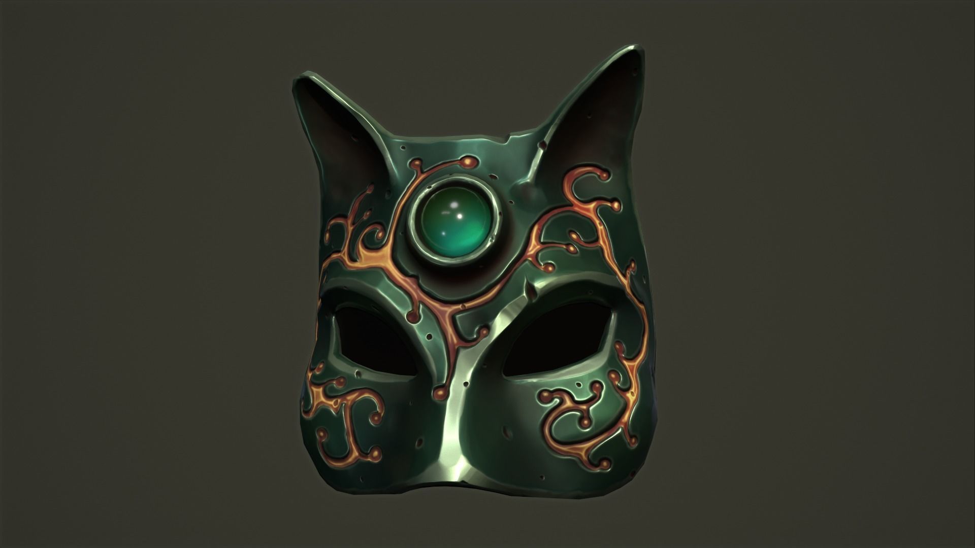 Cat mask Low-poly 3D model_11