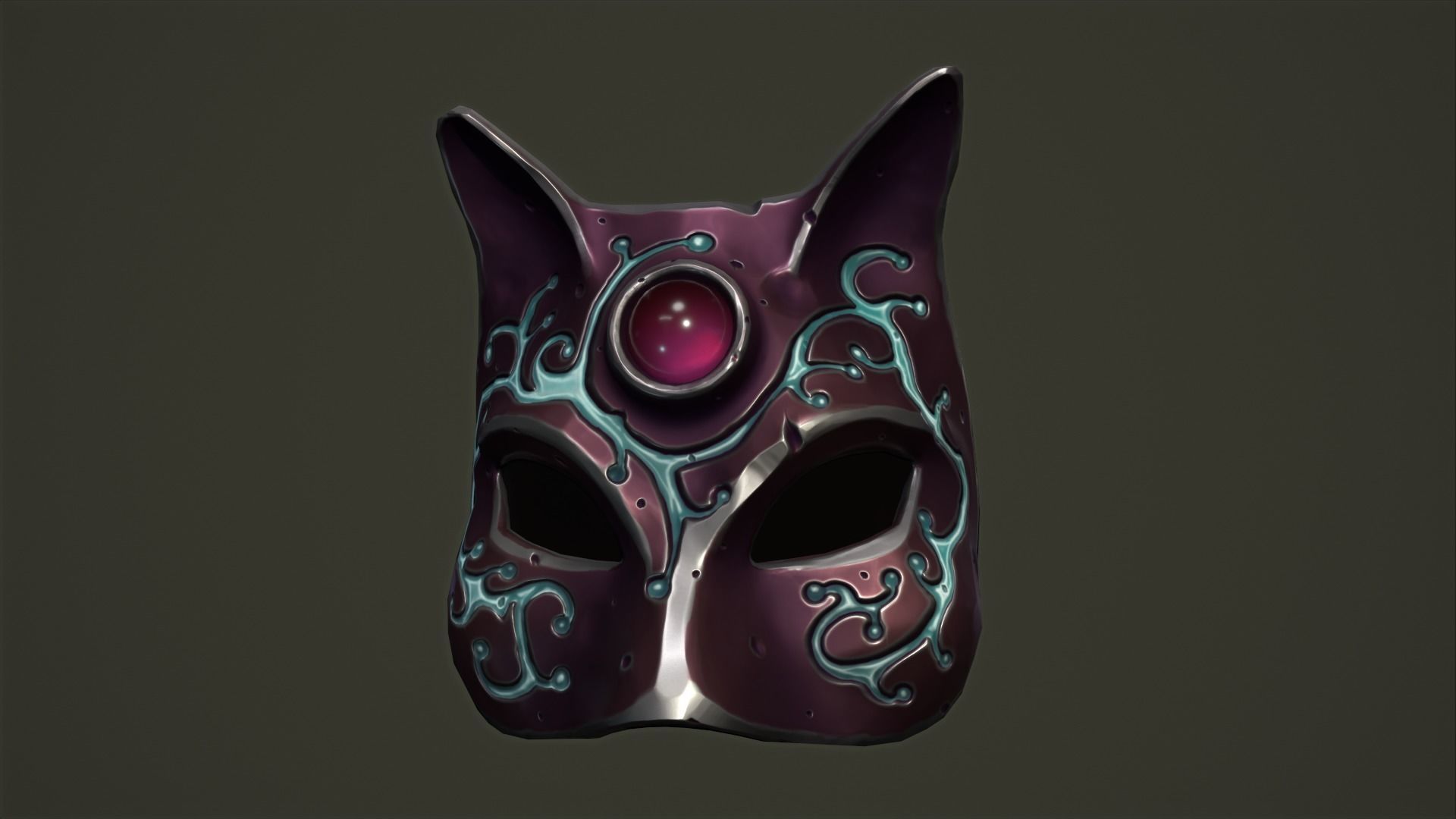 Cat mask Low-poly 3D model_7