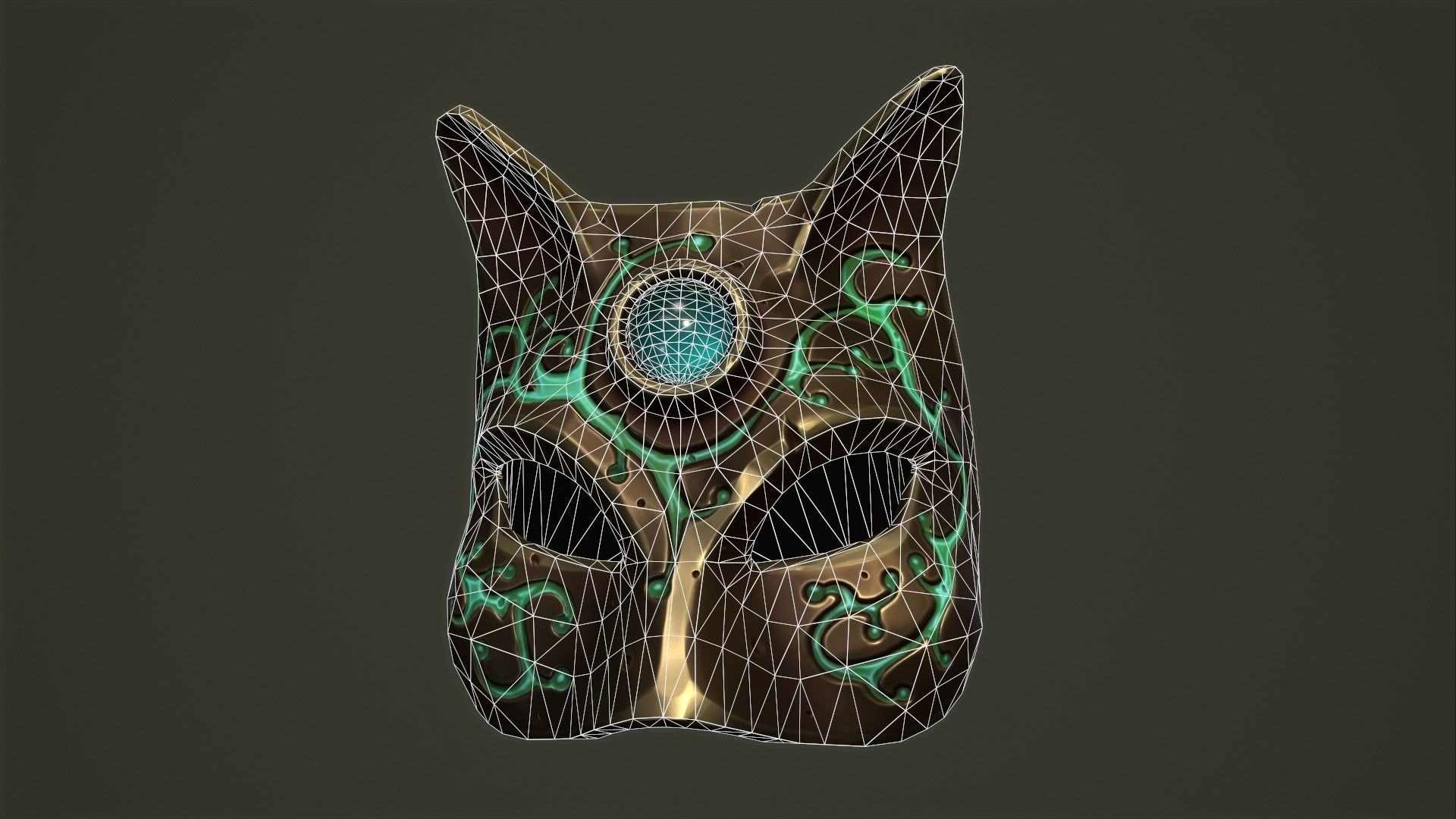 Cat mask Low-poly 3D model_2