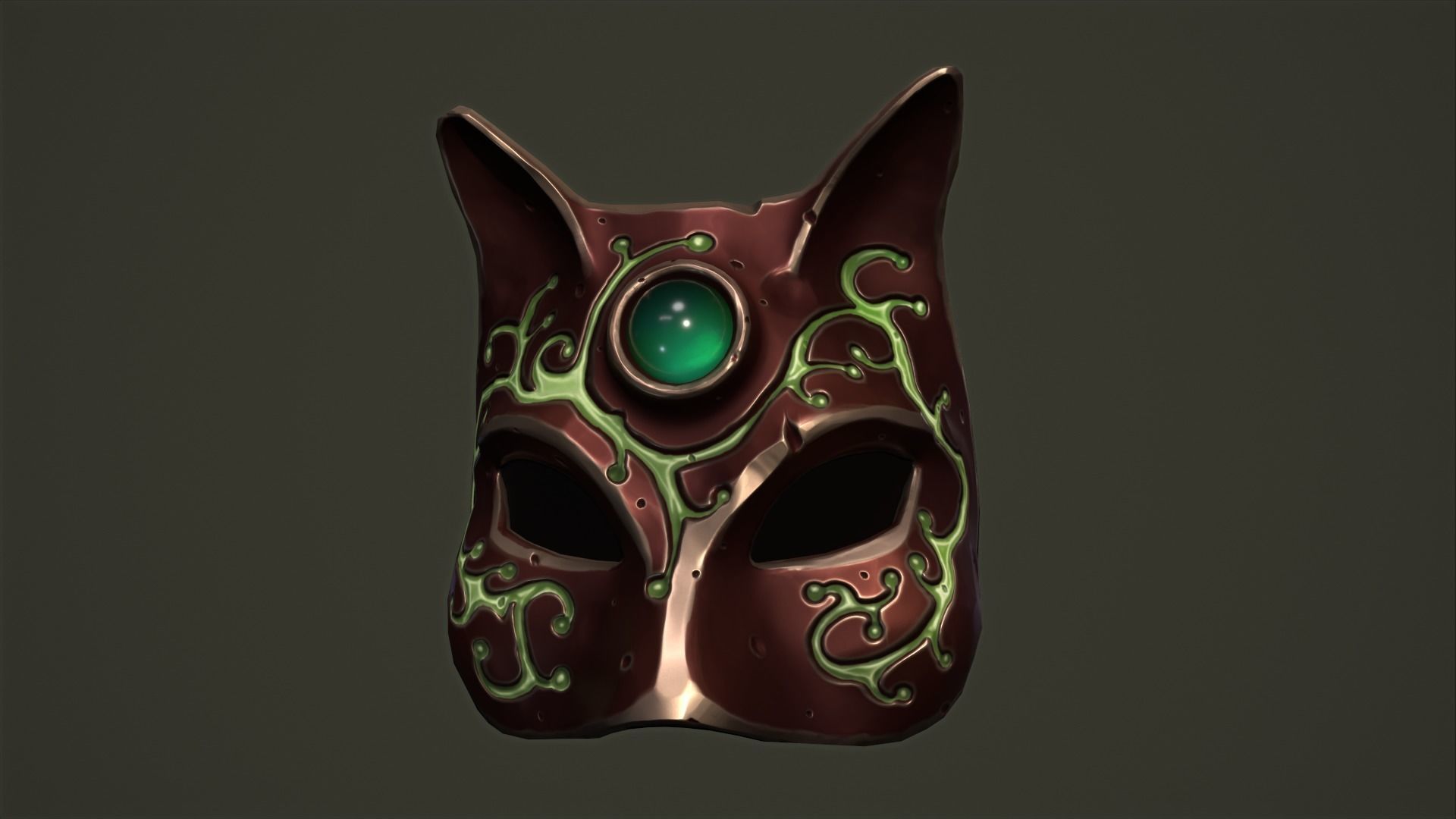Cat mask Low-poly 3D model_3