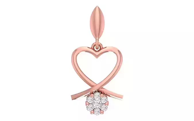 Women Diamond Heart Pendants 3dm STL OBJ FBX Renders Details