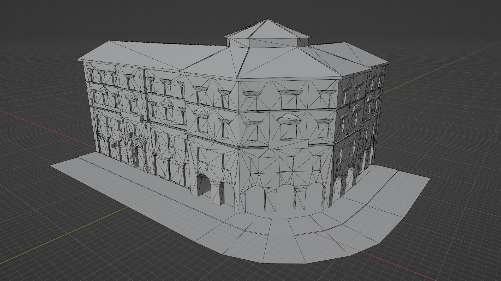 Low Poly Central Eastern European City Building Low-poly 3D model_4