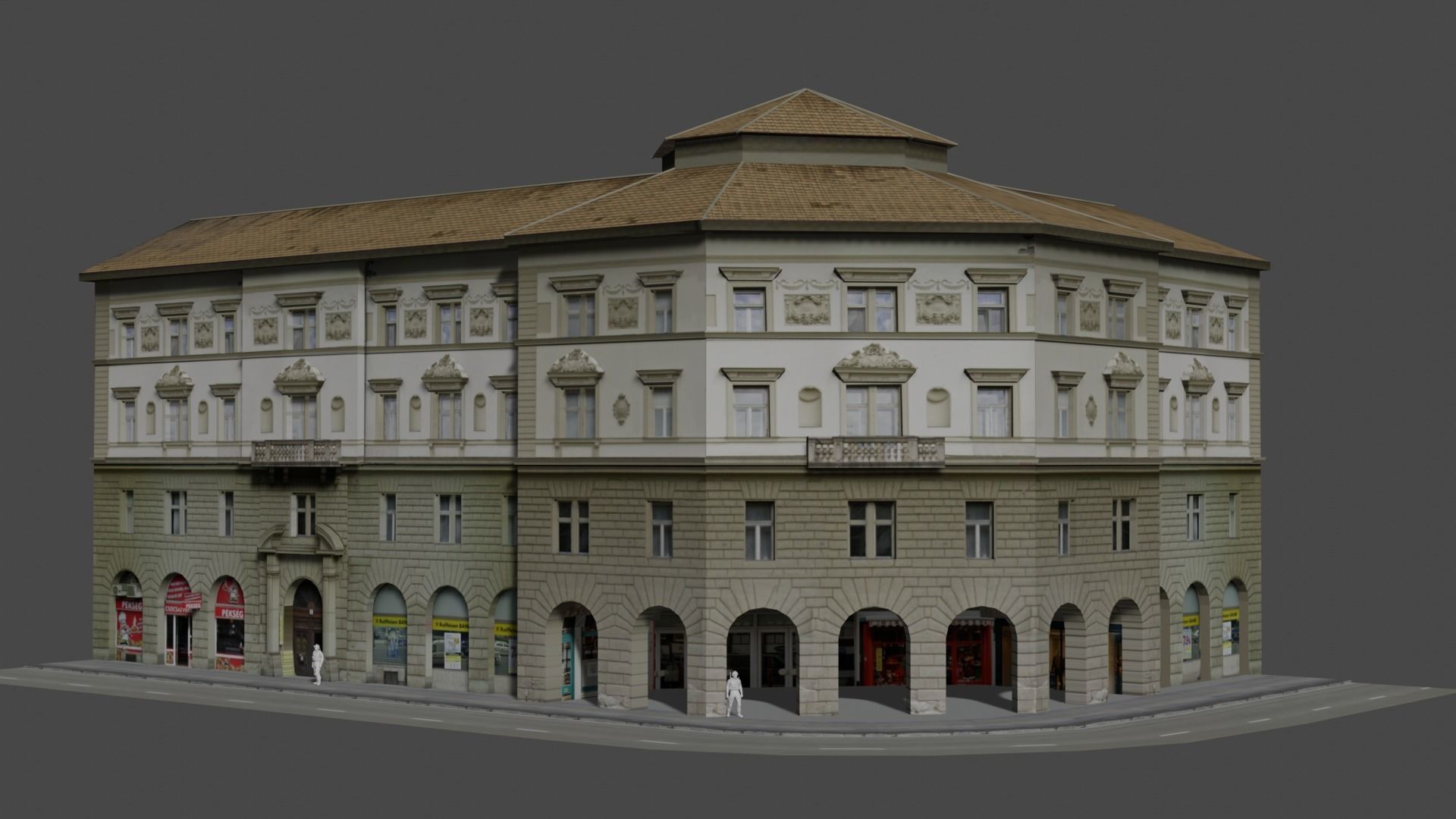 Low Poly Central Eastern European City Building Low-poly 3D model_2