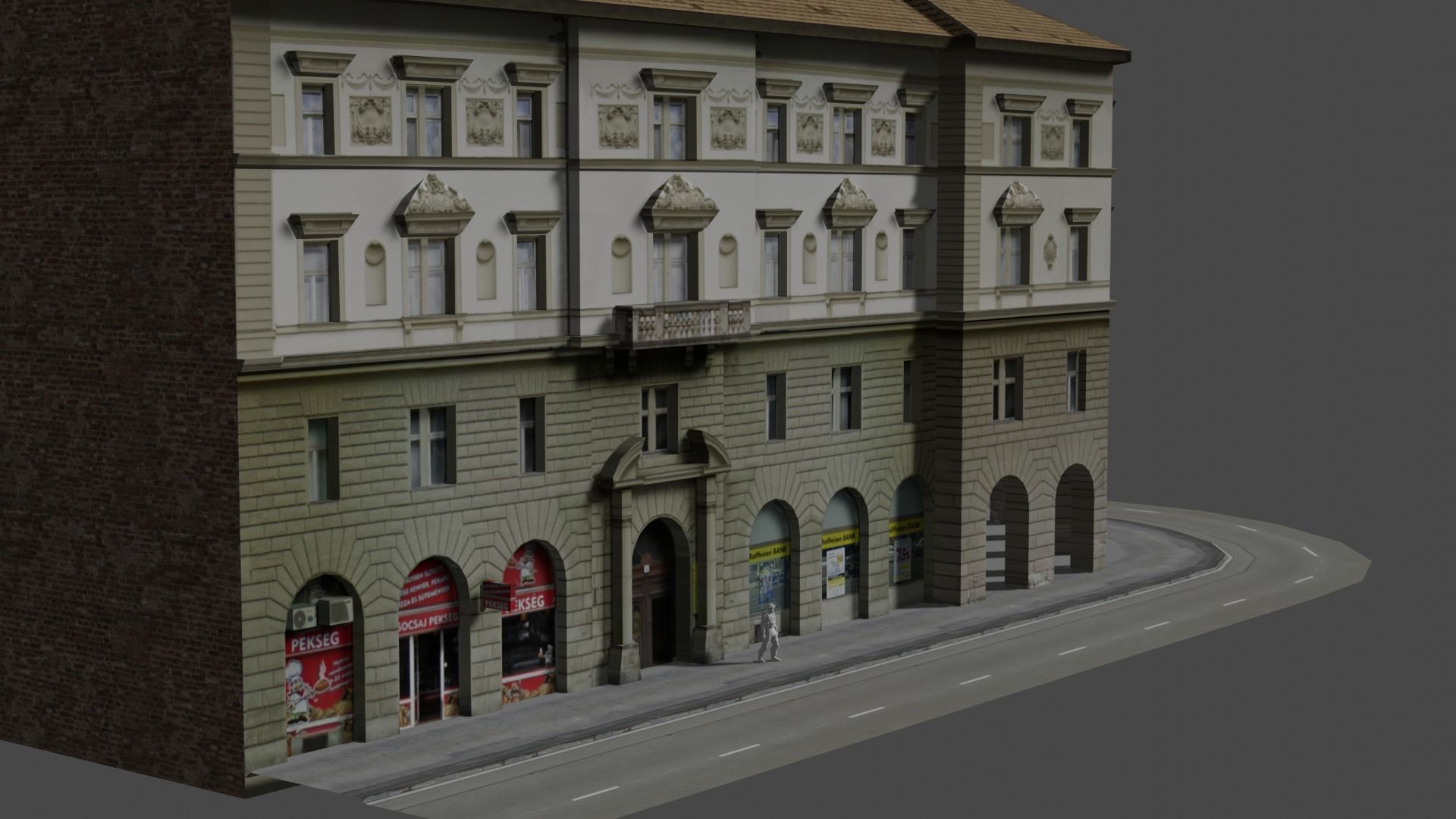 Low Poly Central Eastern European City Building Low-poly 3D model_1