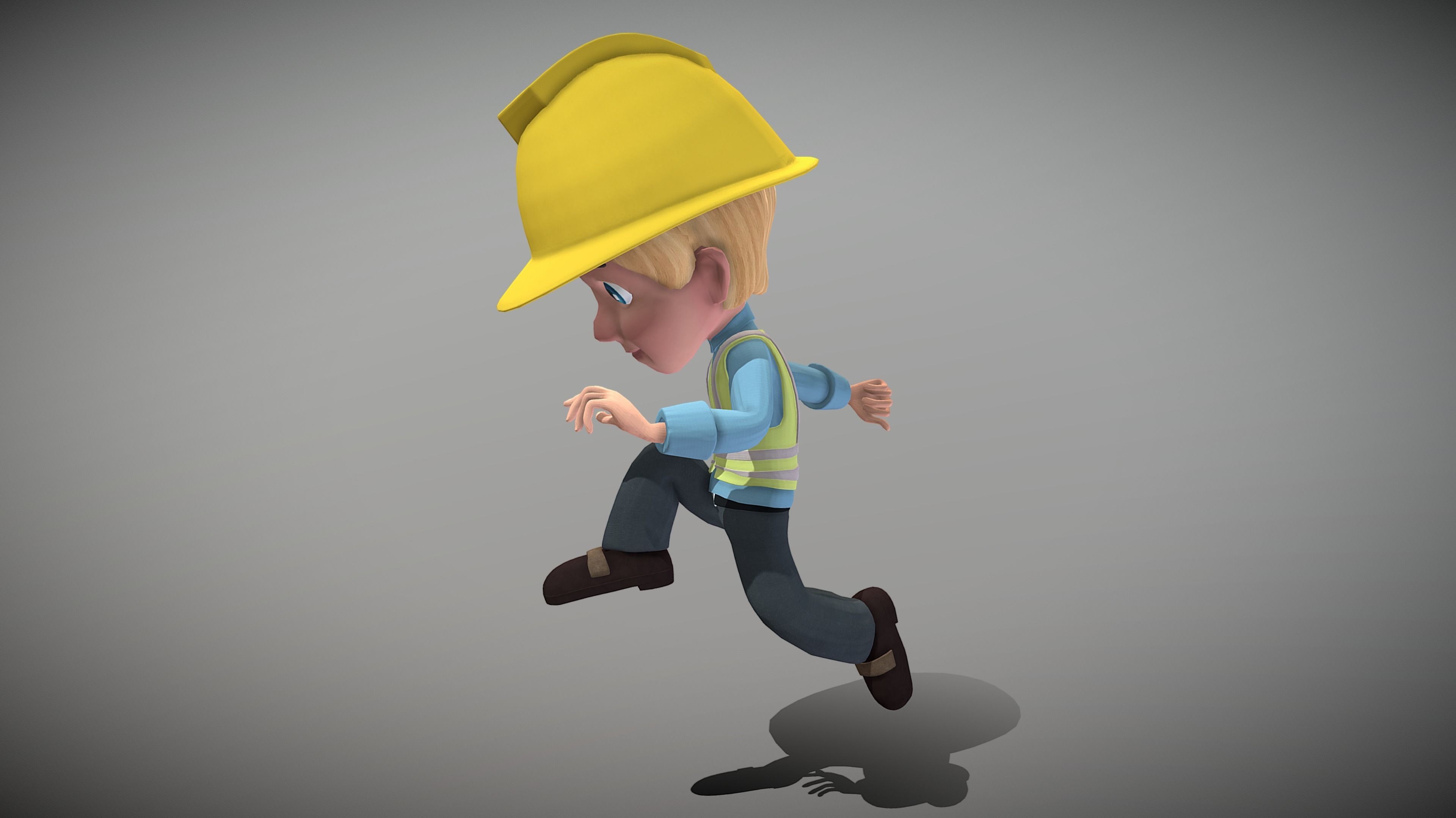 Cartoon Worker Low-poly 3D model_4