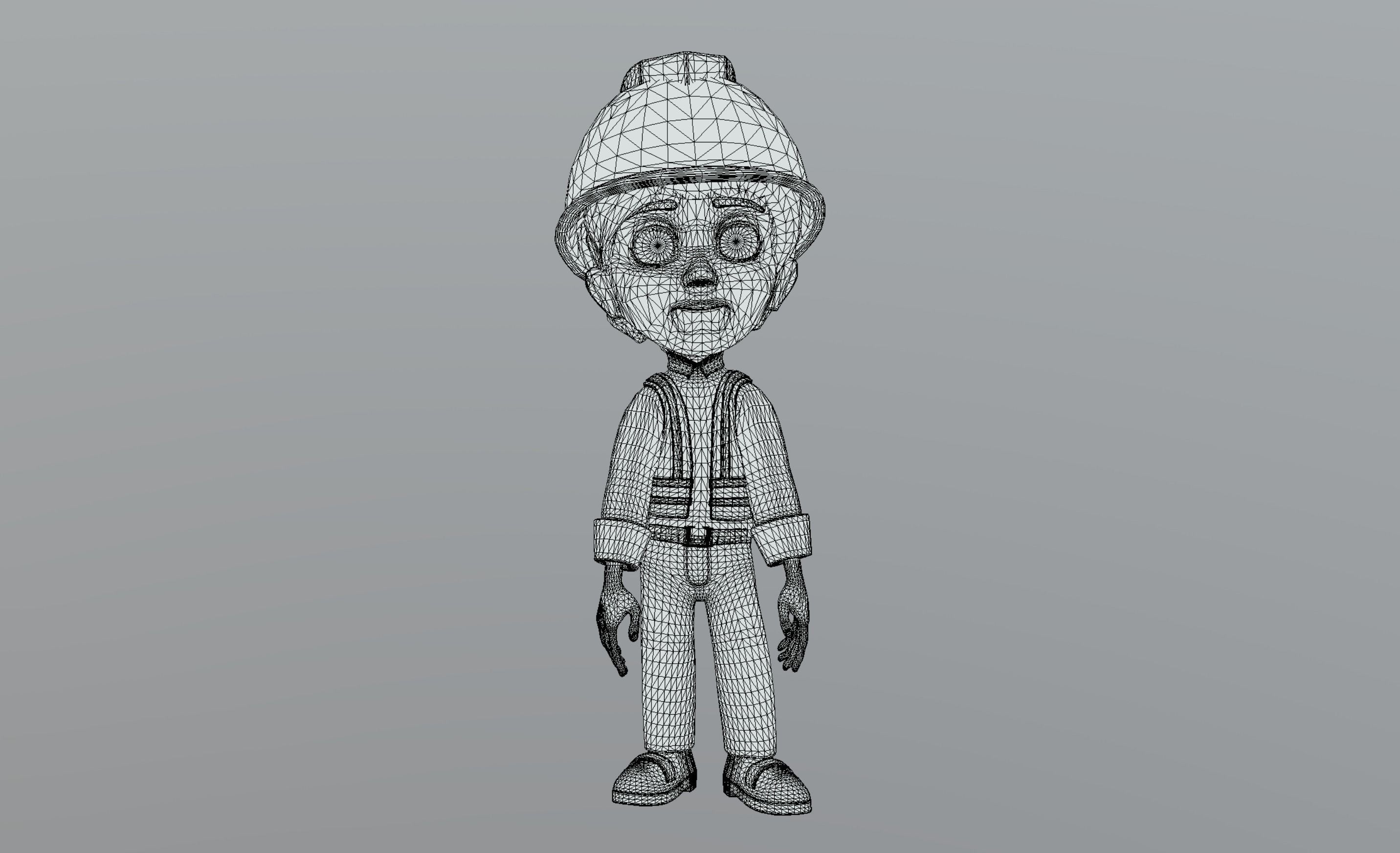 Cartoon Worker Low-poly 3D model_11