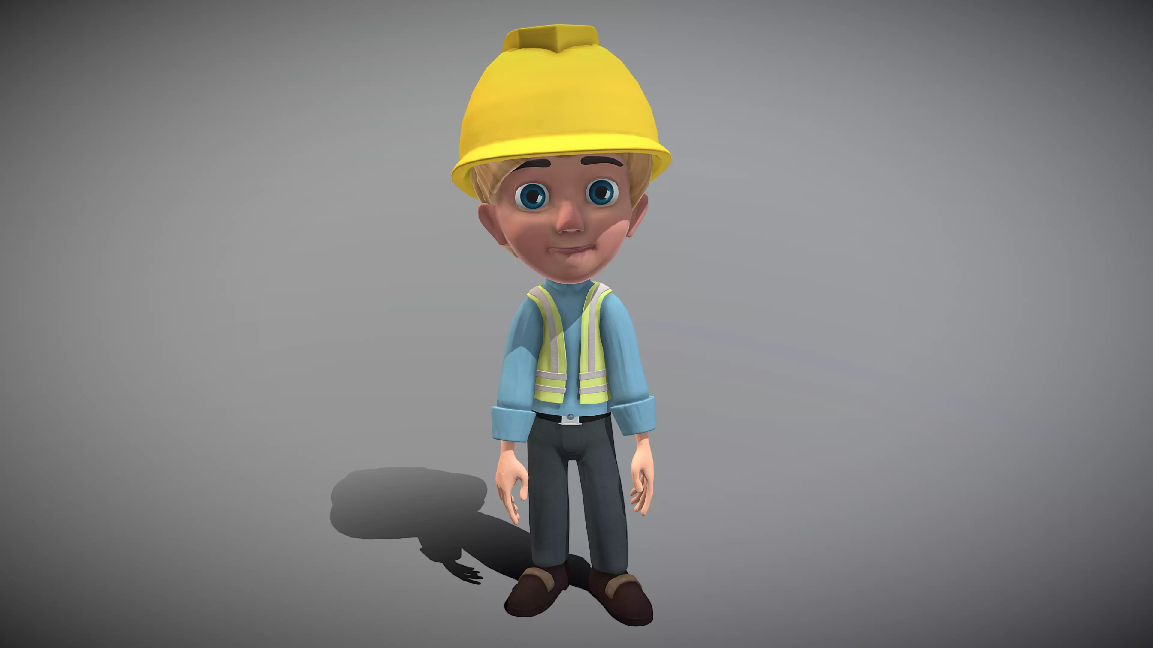 Cartoon Worker Low-poly 3D model_0