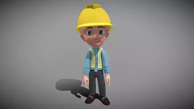 Cartoon Worker Low-poly 3D model