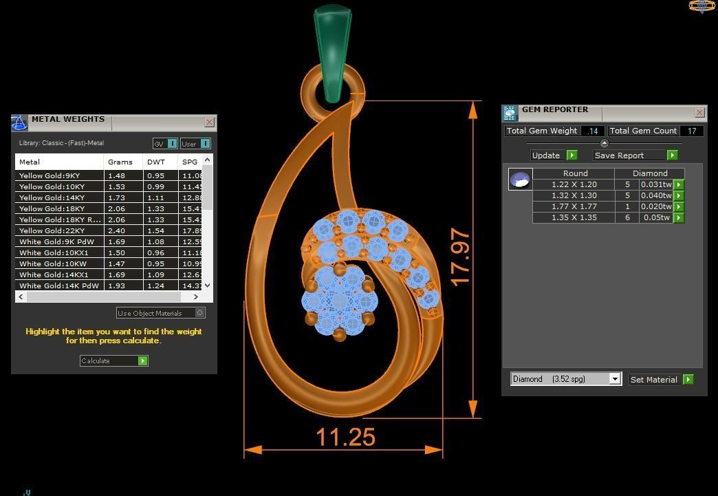Women Diamond Pendants 3dm STL OBJ FBX Renders Details 3D print model_3