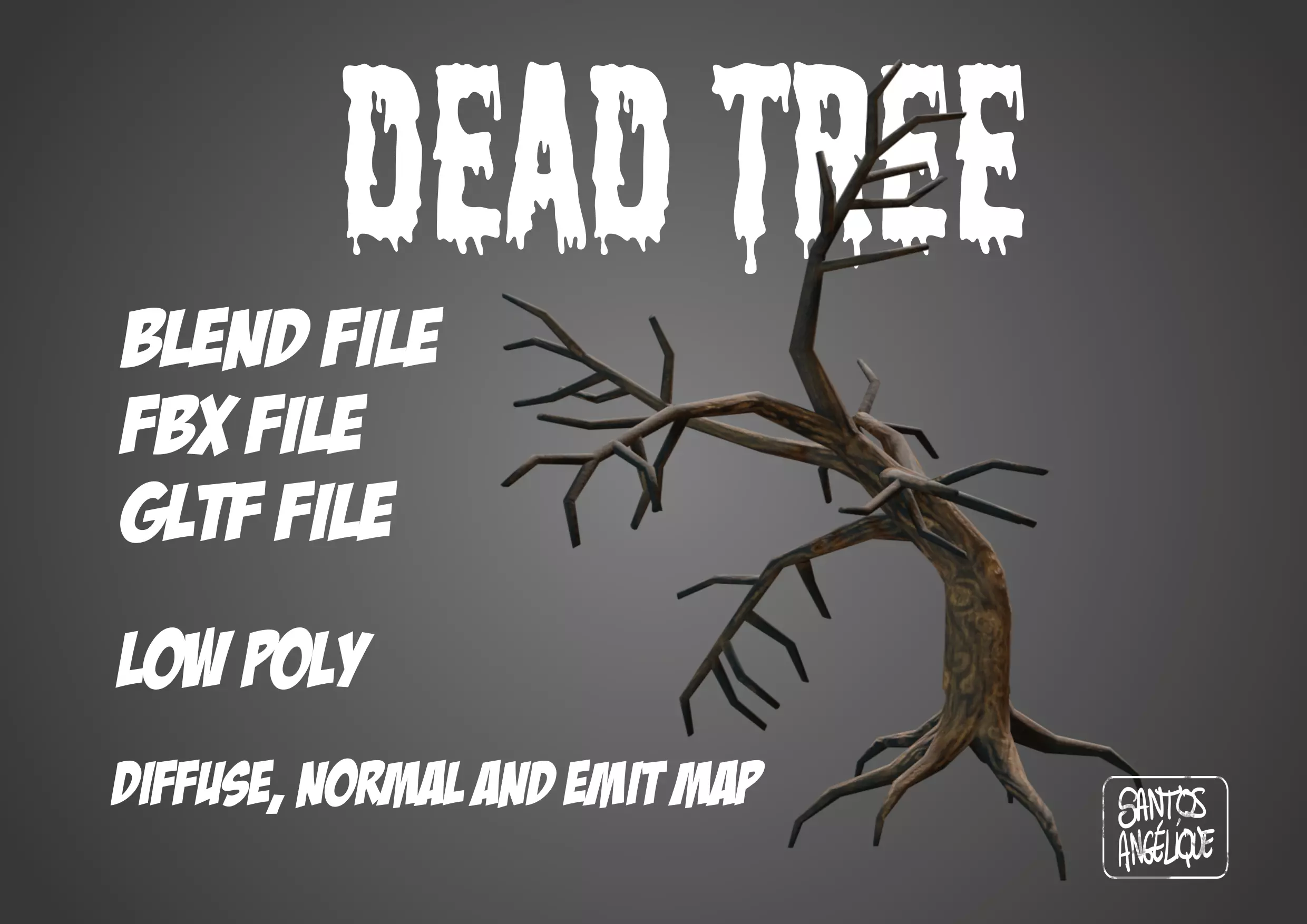dead tree Free low-poly 3D model_0