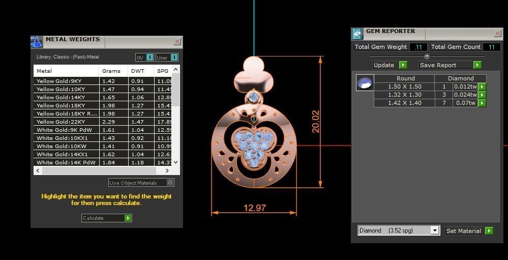 Women Diamond Pendants 3dm STL OBJ FBX Renders Details 3D print model_3
