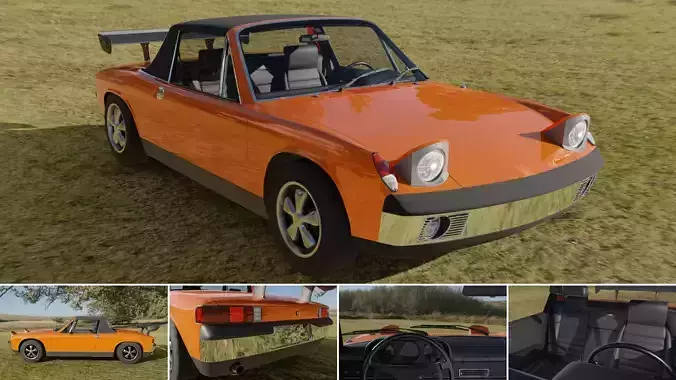 Porsche 914-6 with Engine Sounds Low-poly 3D model