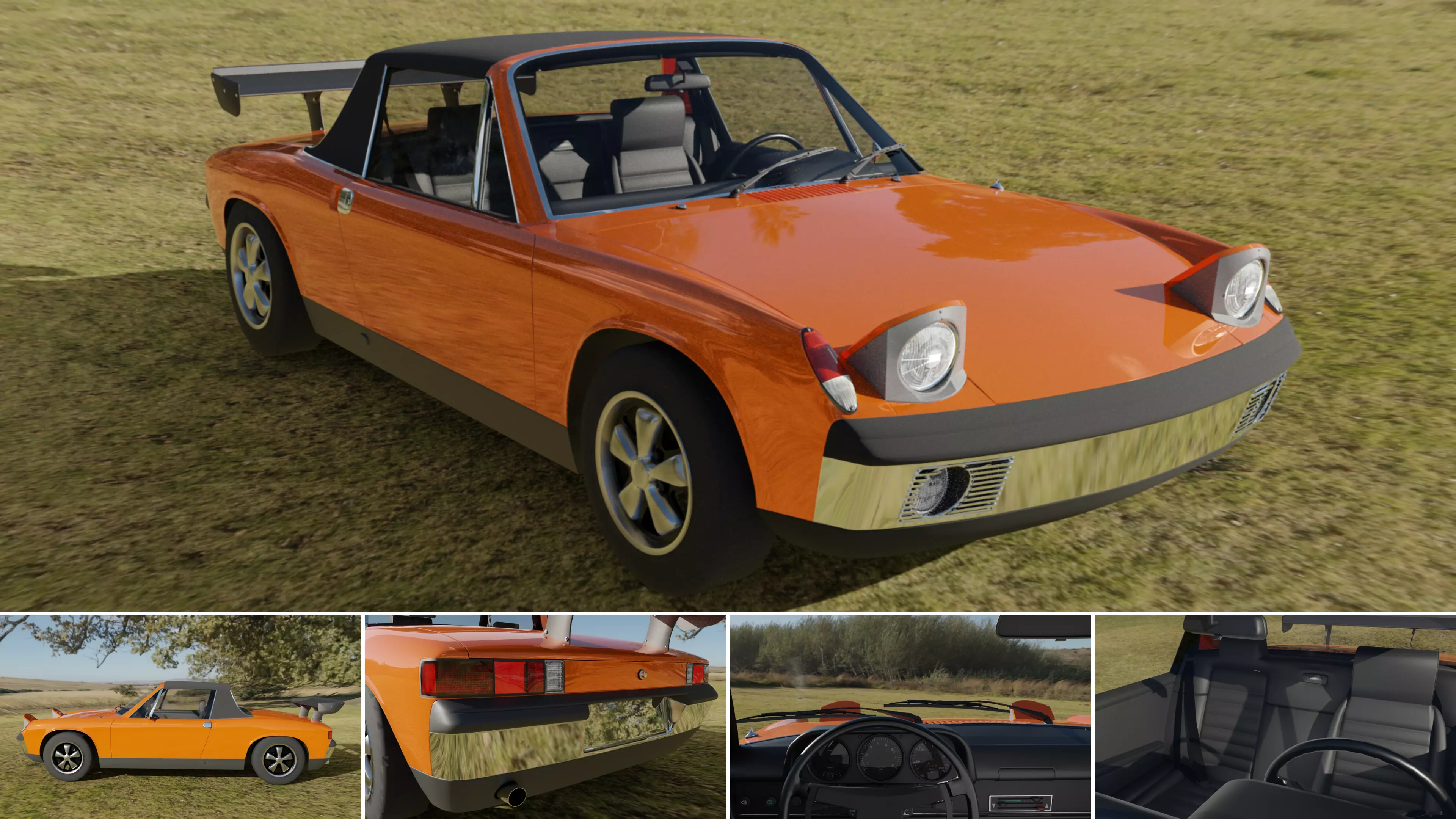 Porsche 914-6 with Engine Sounds Low-poly 3D model_0