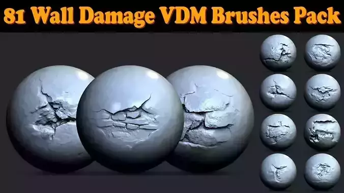 81 Wall Damage VDM Brushes Pack  Low-poly 3D model
