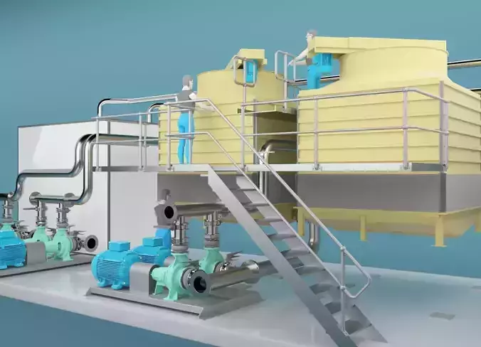 Multisection centrifugal water pump 3D model