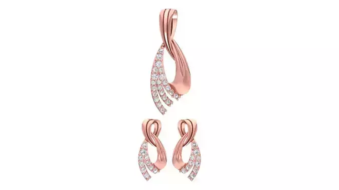 Women Earrings Pendants Sets 3dm STL OBJ FBX Renders Details