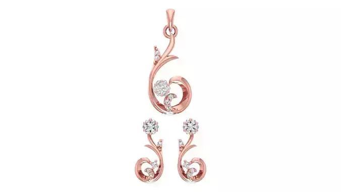 Women Earrings Pendants Sets 3dm STL OBJ FBX Renders Details