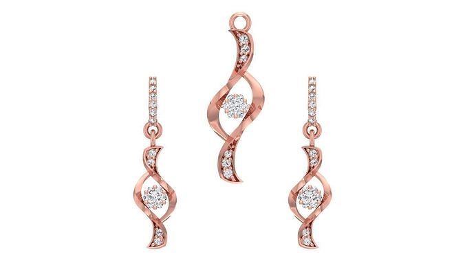 Women Earrings Pendants Sets 3dm STL OBJ FBX Renders Details 3D print model