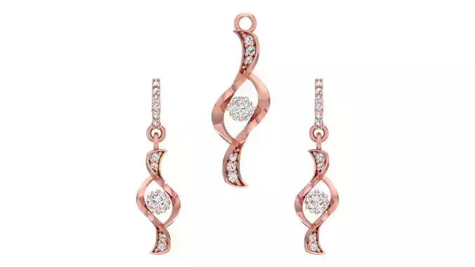 Women Earrings Pendants Sets 3dm STL OBJ FBX Renders Details