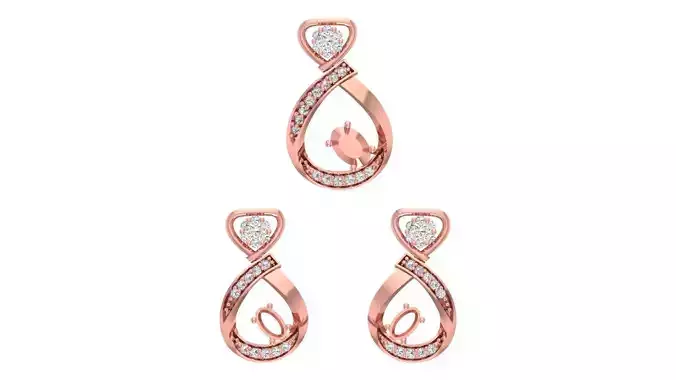 Women Earrings Pendants Sets 3dm STL OBJ FBX Renders Details
