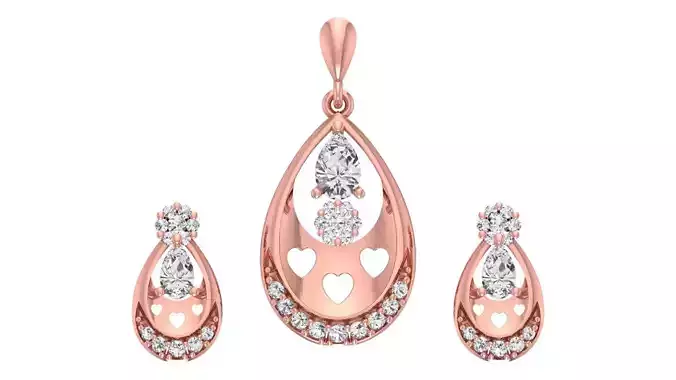 Women Earrings Pendants Sets 3dm STL OBJ FBX Renders Details