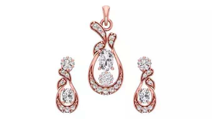 Women Earrings Pendants Sets 3dm STL OBJ FBX Renders Details