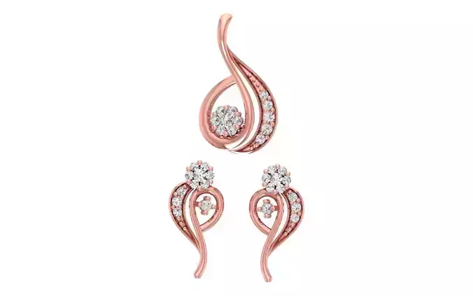 Women Earrings Pendants Sets 3dm STL OBJ FBX Renders Details