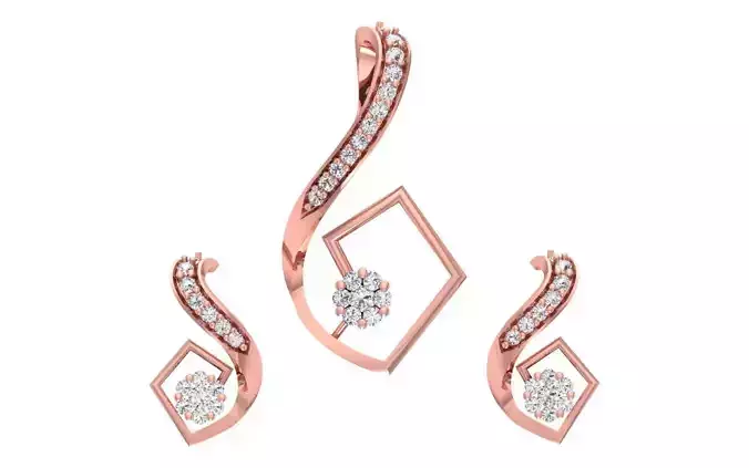 Women Earrings Pendants Sets 3dm STL OBJ FBX Renders Details
