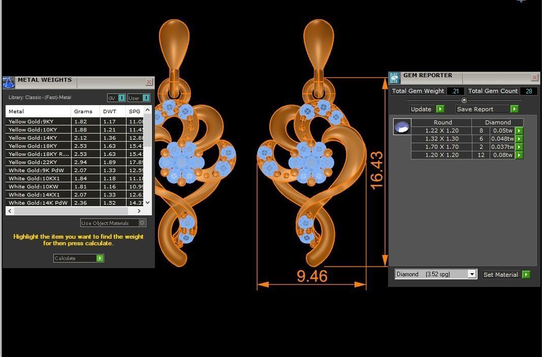 Women Earrings Pendants Sets 3dm STL OBJ FBX Renders Details 3D print model_7