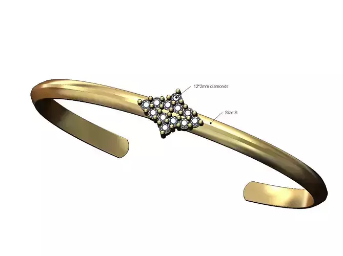 Star diamond cluster cuff bracelet size S