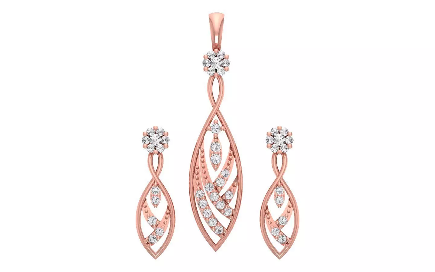 Women Earrings Pendants Sets 3dm STL OBJ FBX Renders Details 3D print model_0