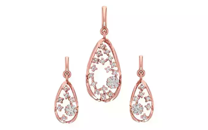 Women Earrings Pendants Sets 3dm STL OBJ FBX Renders Details