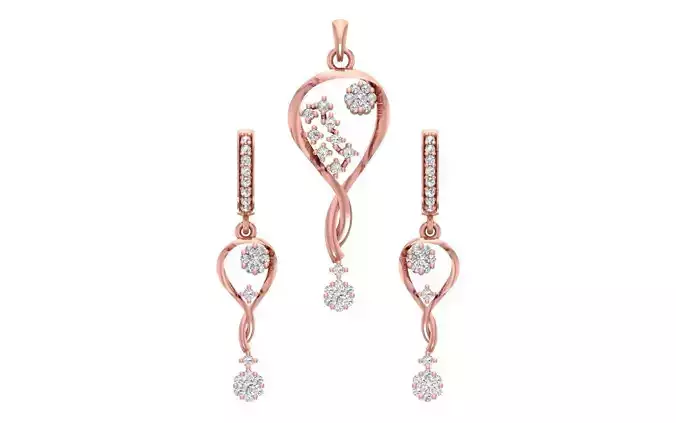 Women Earrings Pendants Sets 3dm STL OBJ FBX Renders Details