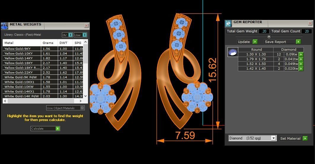 Women Earrings Pendants Sets 3dm STL OBJ FBX Renders Details 3D print model_7