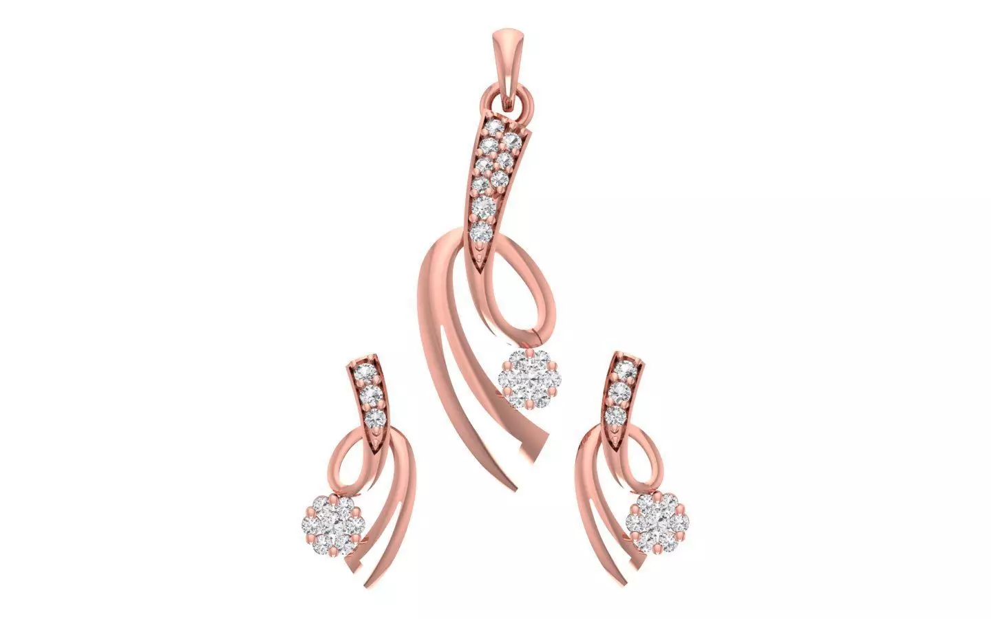 Women Earrings Pendants Sets 3dm STL OBJ FBX Renders Details 3D print model_0