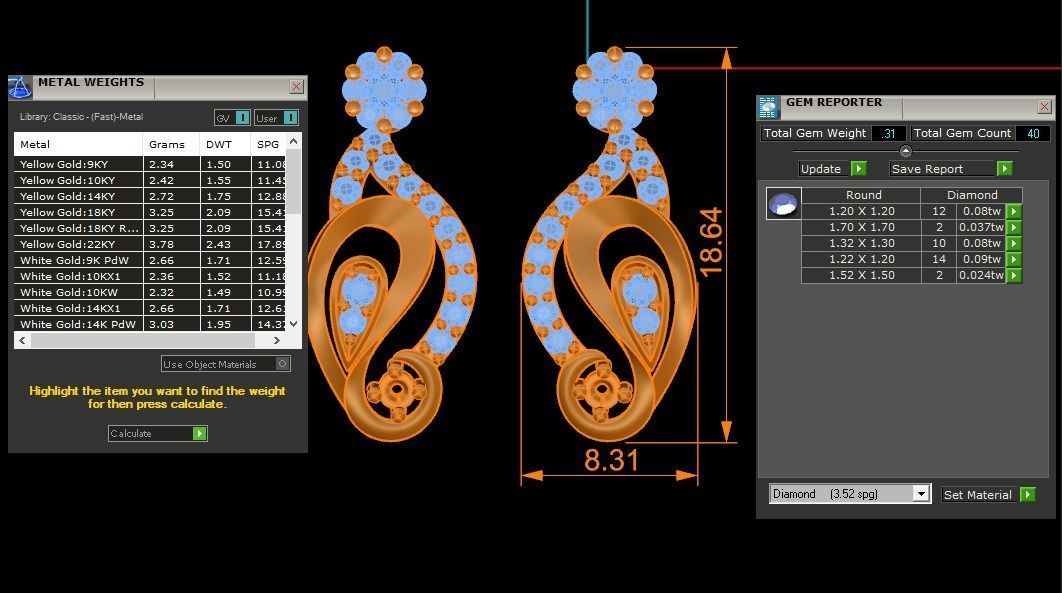 Women Earrings Pendants Sets 3dm STL OBJ FBX Renders Details 3D print model_7