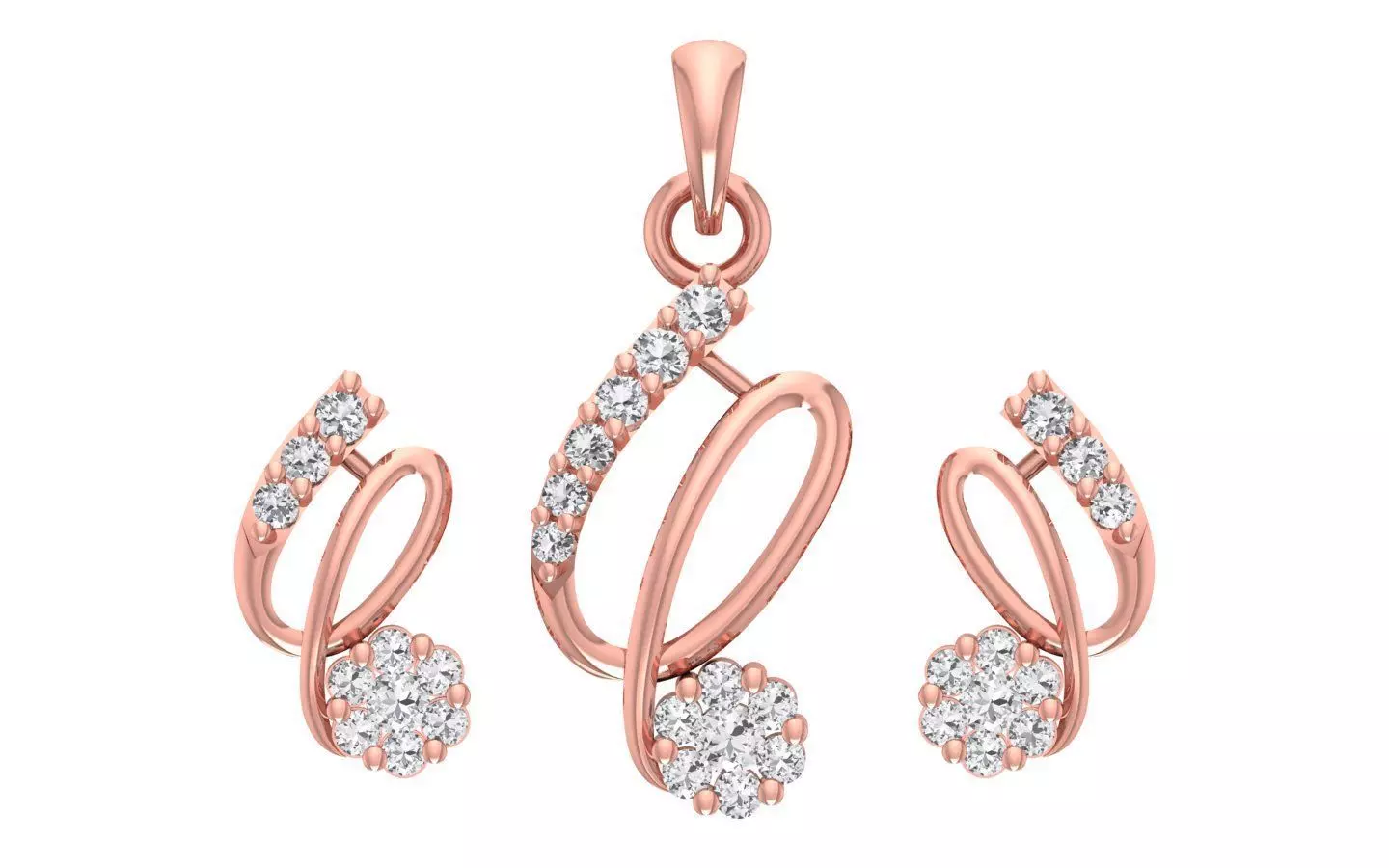 Women Earrings Pendants Sets 3dm STL OBJ FBX Renders Details 3D print model_0