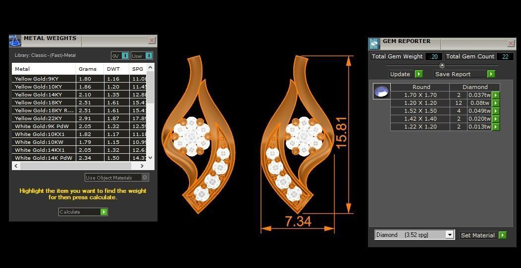 Women Earrings Pendants Sets 3dm STL OBJ FBX Renders Details 3D print model_7